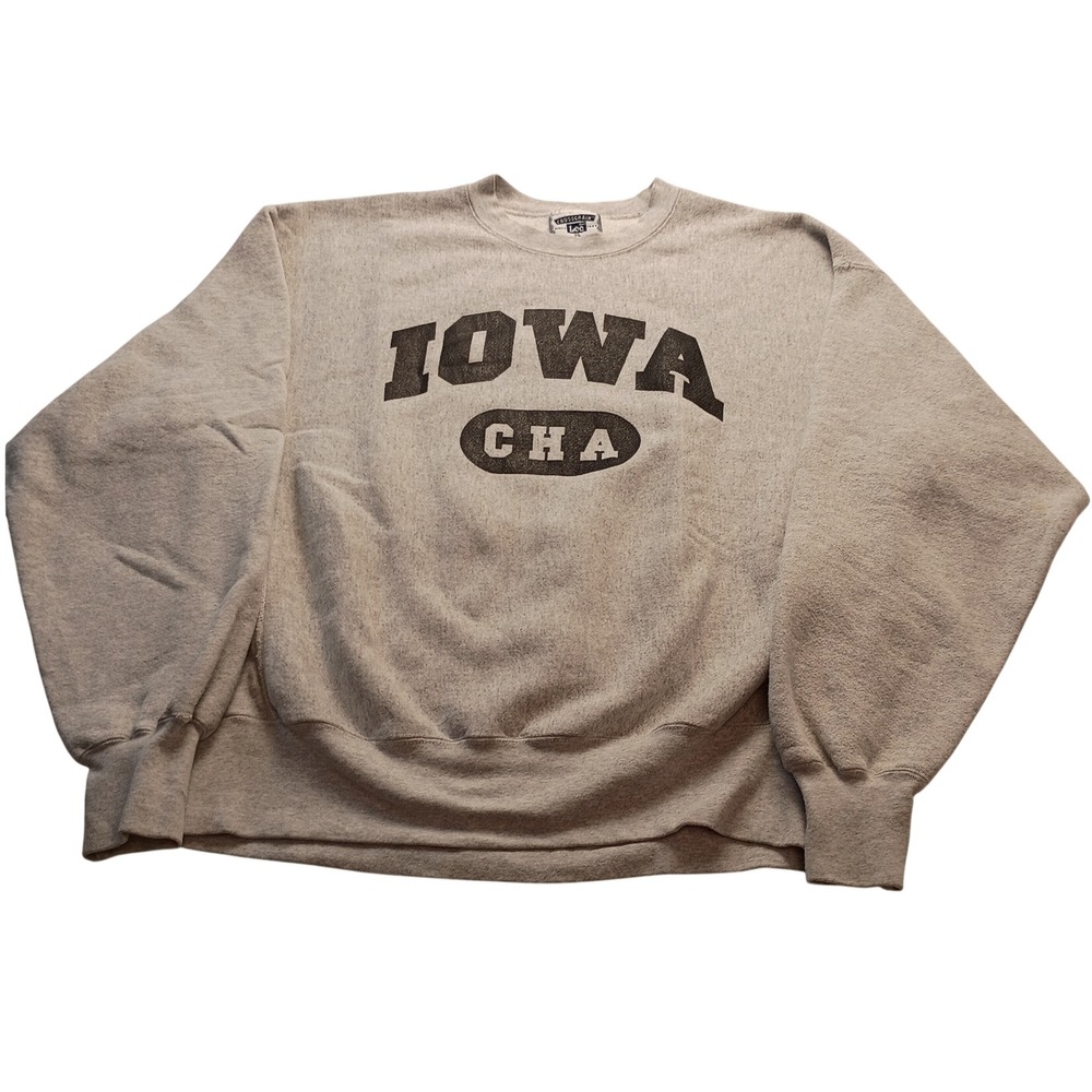 Lee Sweatshirt Men's Crossgrain Iowa CHA Heavyweight Gray Vintage Pullover XL